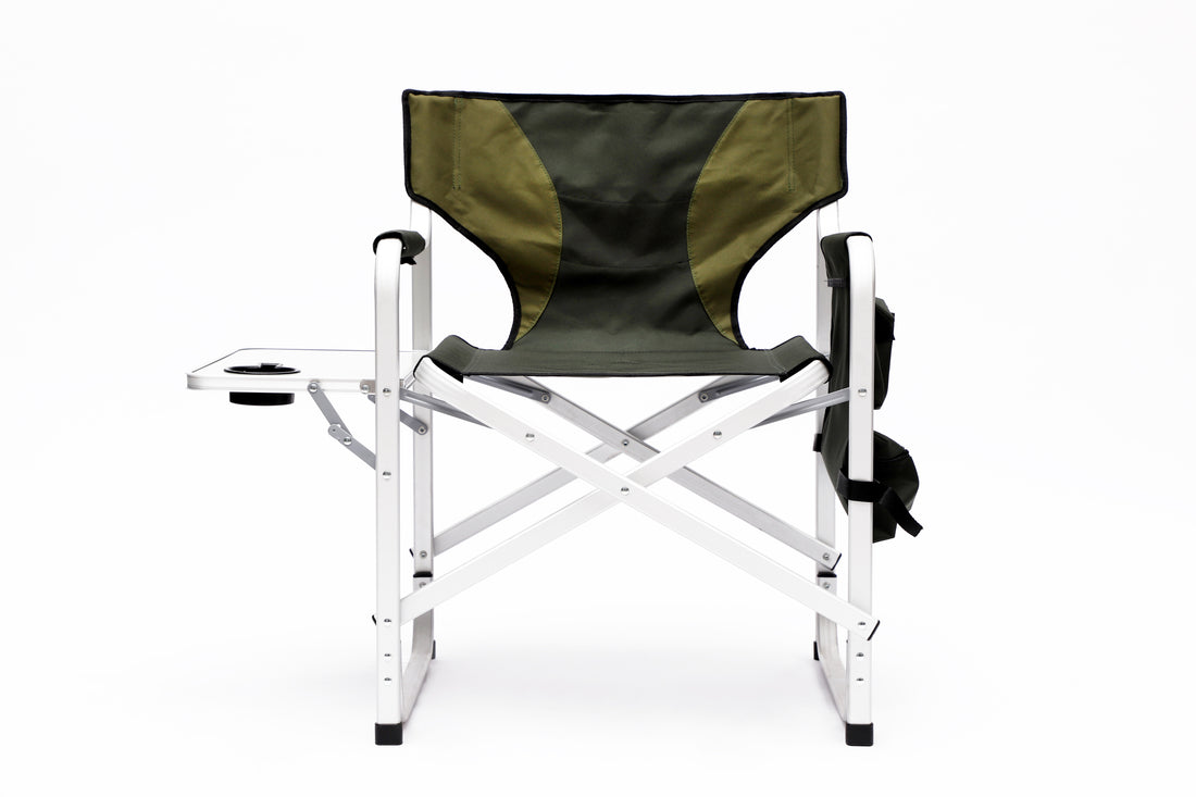 1 Piece Padded Folding Outdoor Chair With Side Table And Storage Pockets,Lightweight Oversized Directors Chair For Indoor, Outdoor Camping, Picnics And Fishing,Green Green Aluminum