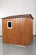 6Ft X 6Ft Outdoor Metal Storage Shed With Metal Floor Base ,With Window Coffee Iron