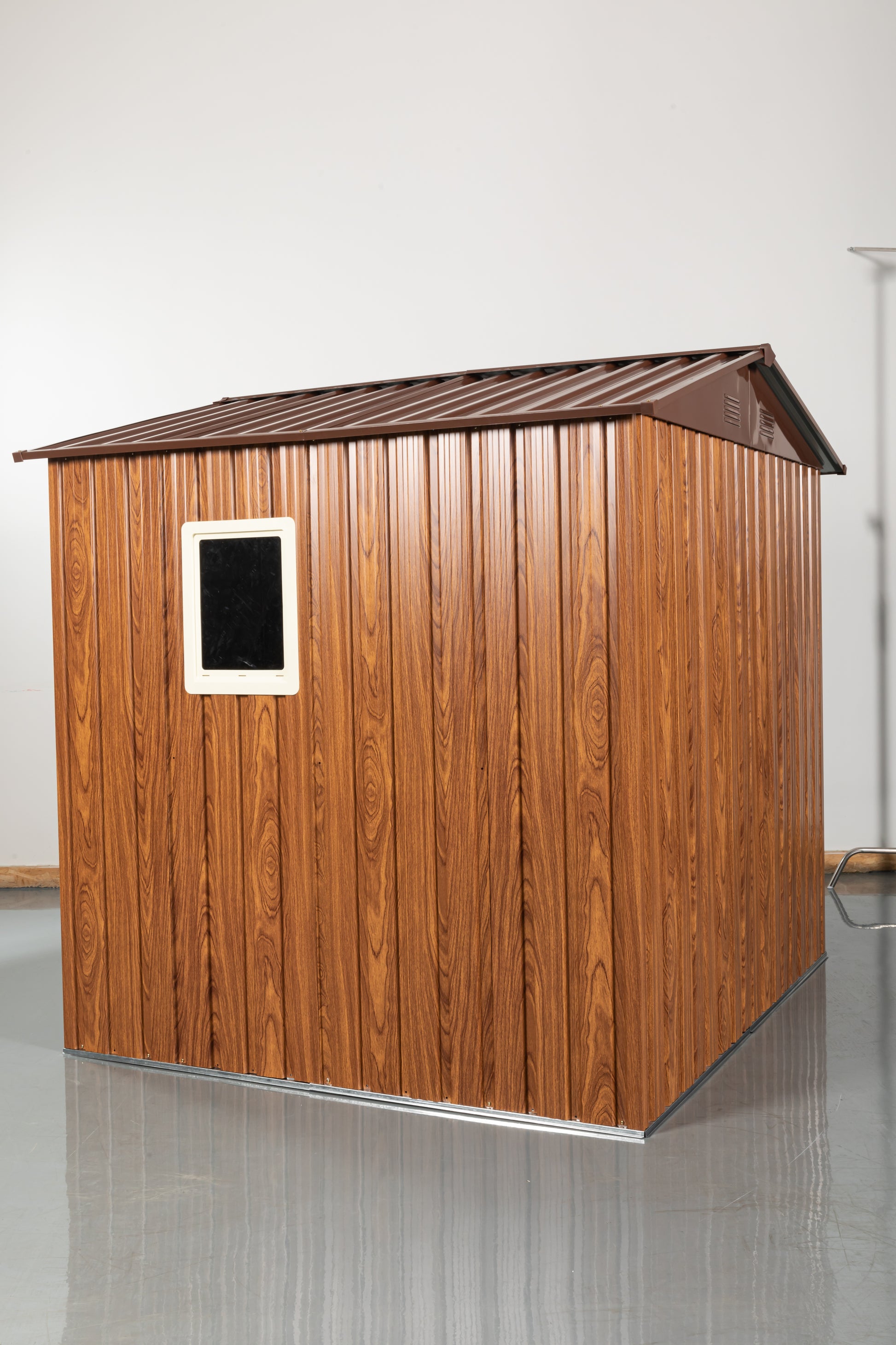 6Ft X 6Ft Outdoor Metal Storage Shed With Metal Floor Base ,With Window Coffee Iron