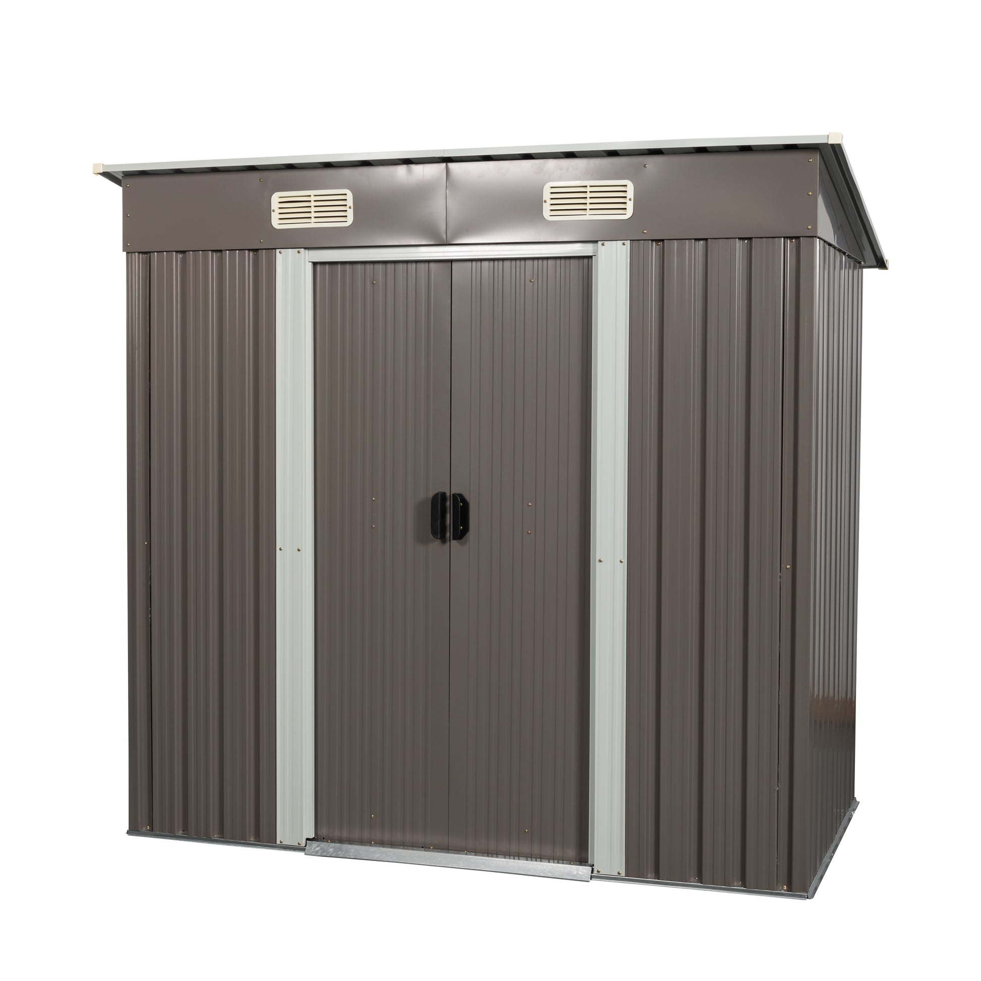 6Ft X 4Ft Outdoor Metal Storage Shed Grey Iron