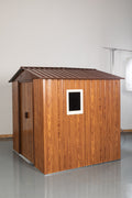 6Ft X 6Ft Outdoor Metal Storage Shed With Metal Floor Base ,With Window Coffee Iron