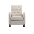 High Back Rocking Chair Nursery Chair .Comfortable Rocker Fabric Padded Seat .Modern High Back Armchair Beige Polyester