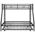 Twin Over Full Bed With Sturdy Steel Frame, Bunk Bed With Twin Size Trundle, Two Side Ladders, Black Old Sku:Mf194424Aab Black Metal