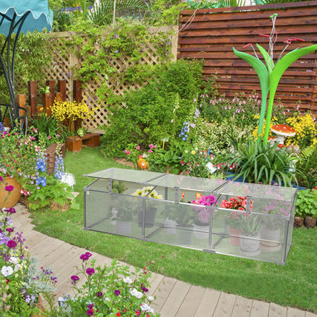 Polycarbonate Greenhouse For Outdoors In Winter Silver Aluminium