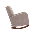 High Back Rocking Chair Nursery Chair .Comfortable Rocker Fabric Padded Seat .Modern High Back Armchair Camel Polyester