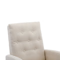 High Back Rocking Chair Nursery Chair .Comfortable Rocker Fabric Padded Seat .Modern High Back Armchair Beige Polyester