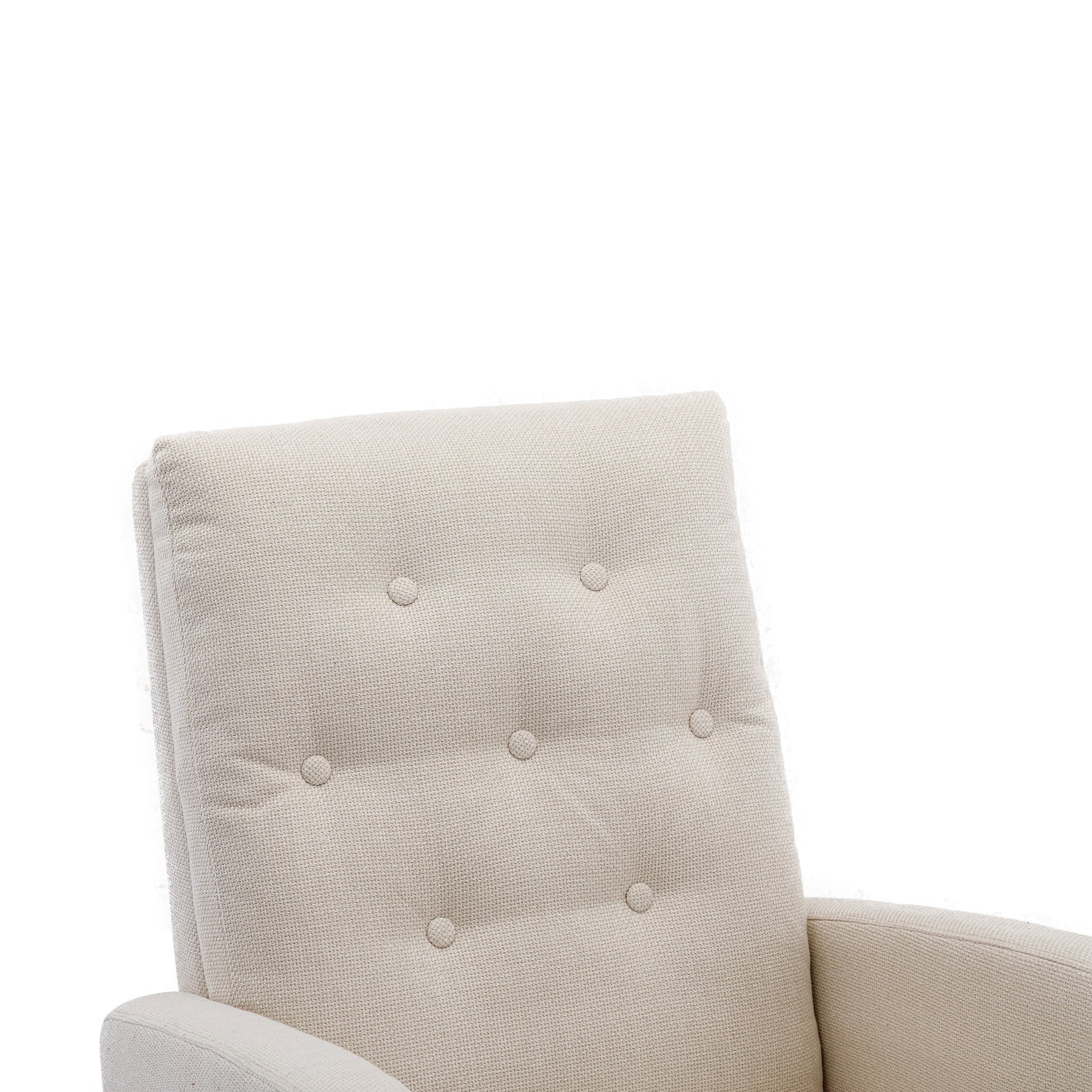 High Back Rocking Chair Nursery Chair .Comfortable Rocker Fabric Padded Seat .Modern High Back Armchair Beige Polyester