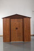 6Ft X 6Ft Outdoor Metal Storage Shed With Metal Floor Base ,With Window Coffee Iron