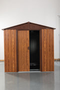 6Ft X 6Ft Outdoor Metal Storage Shed With Metal Floor Base ,With Window Coffee Iron