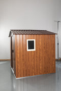 6Ft X 6Ft Outdoor Metal Storage Shed With Metal Floor Base ,With Window Coffee Iron