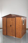 6Ft X 6Ft Outdoor Metal Storage Shed With Metal Floor Base ,With Window Coffee Iron
