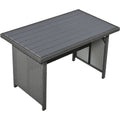 Tomax 5 Piece Outdoor Patio Rattan Sofa Set, Sectional Pe Wicker L Shaped Garden Furniture Set With 2 Extendable Side Tables, Dining Table And Washable Covers For Backyard, Poolside, Indoor, Gray Yes Complete Patio Set Gray Water Resistant Frame Water