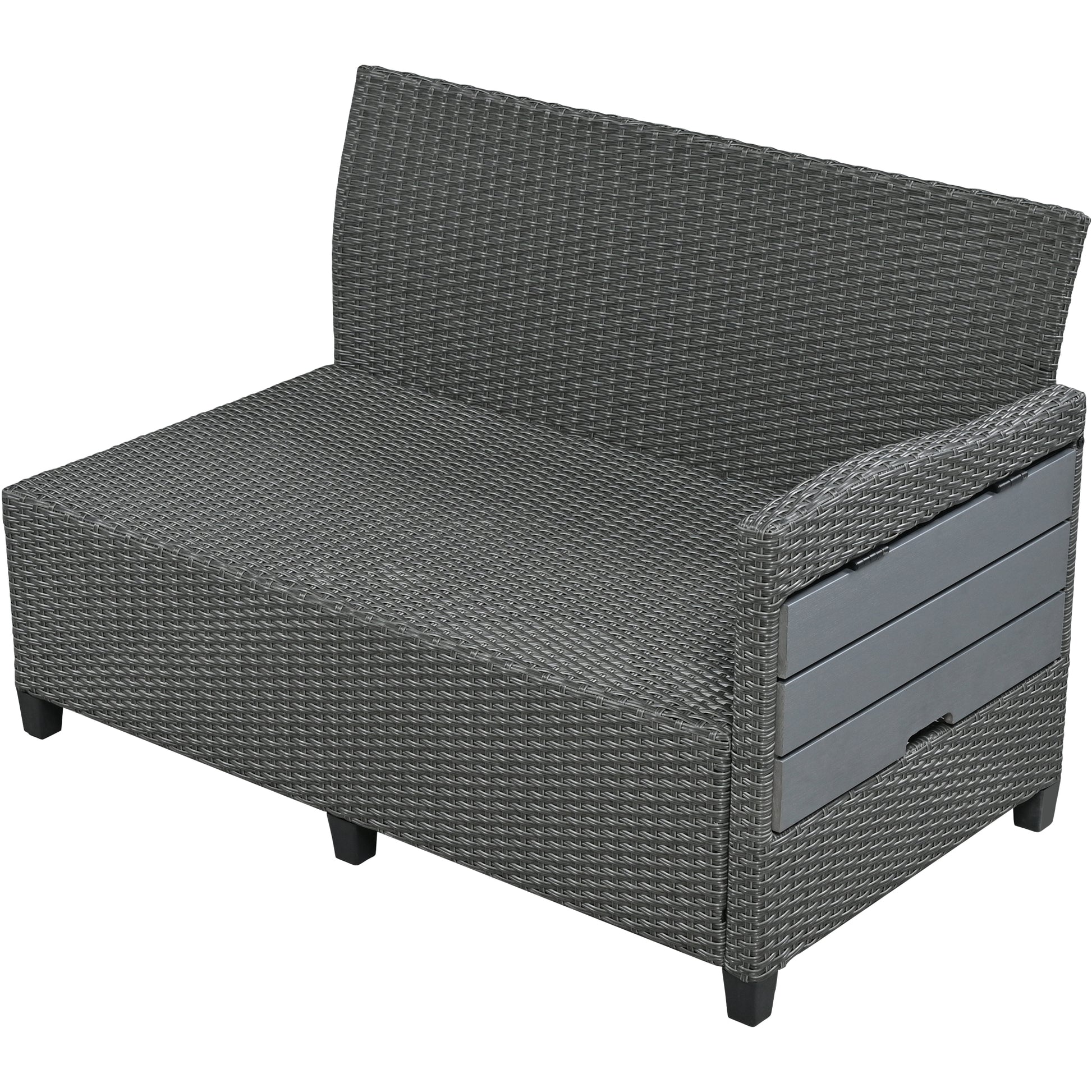 Tomax 5 Piece Outdoor Patio Rattan Sofa Set, Sectional Pe Wicker L Shaped Garden Furniture Set With 2 Extendable Side Tables, Dining Table And Washable Covers For Backyard, Poolside, Indoor, Gray Yes Complete Patio Set Gray Water Resistant Frame Water
