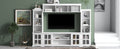 Minimalism Entertainment Wall Unit With Bridge, Modern Tv Console Table For Tvs Up To 70