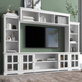 Minimalism Entertainment Wall Unit With Bridge, Modern Tv Console Table For Tvs Up To 70