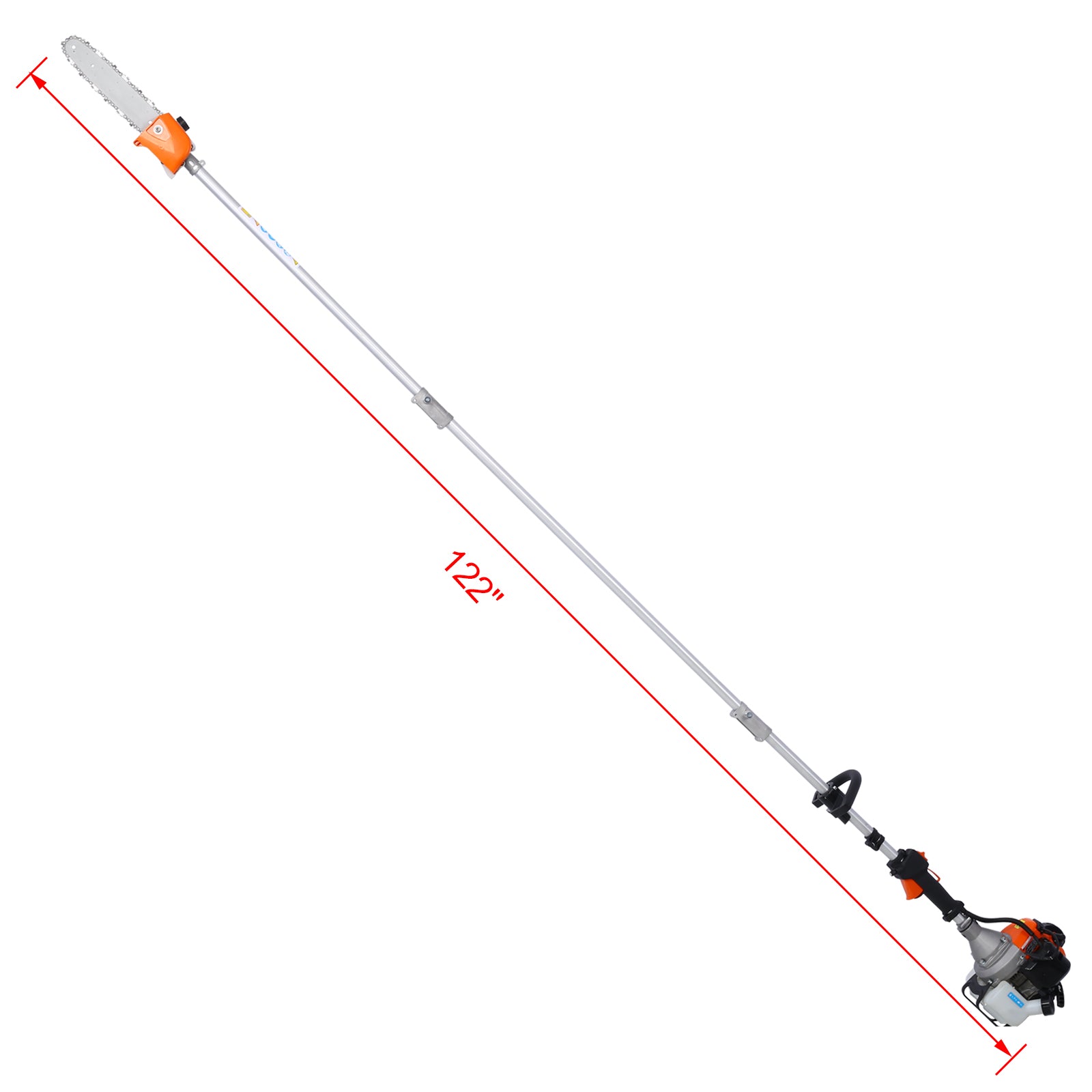 12 In 1 Multi Functional Trimming Tool, 52Cc 2 Cycle Garden Tool System With Gas Pole Saw, Hedge Trimmer, Grass Trimmer, And Brush Cutter Epa Compliant Orange Plastic
