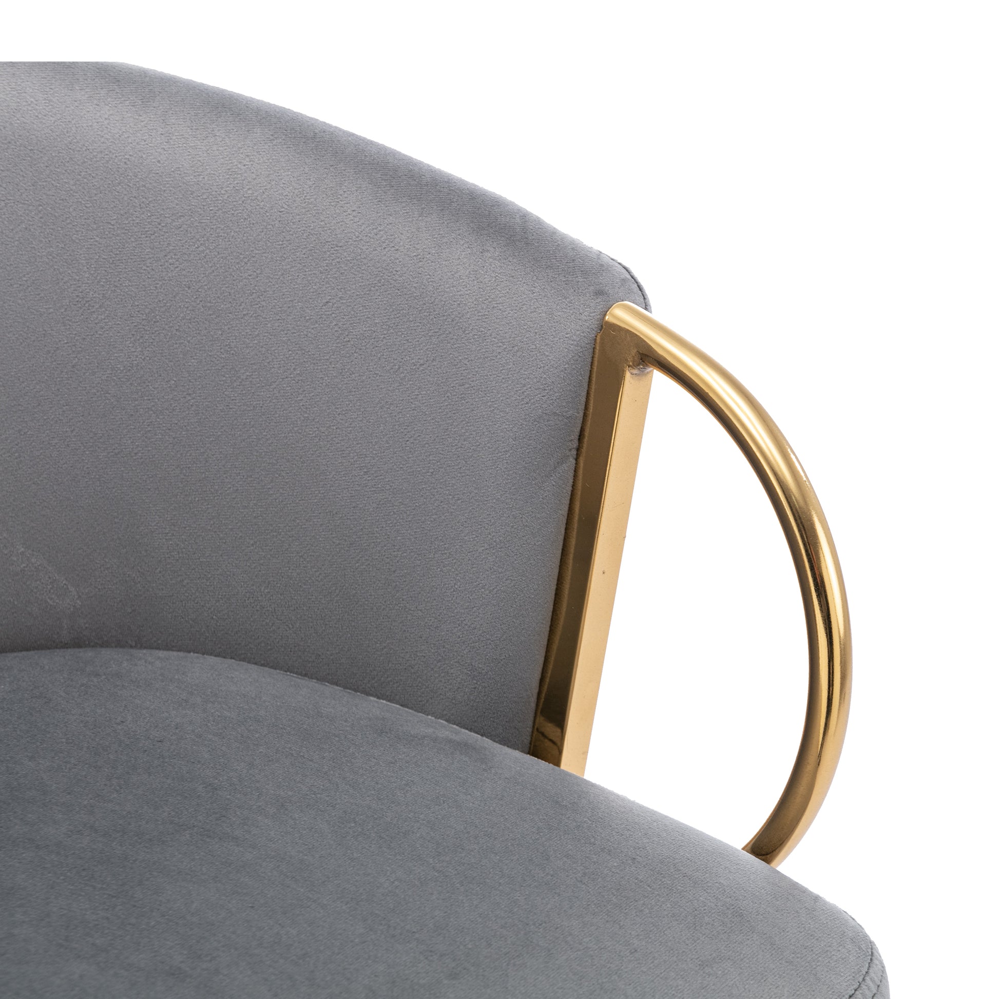 26 Inch Set Of 2 Bar Stools,With Chrome Footrest And Base Velvet Golden Leg Simple Bar Stool,Gray Gray Foam Fabric