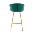 30 Inch Set Of 2 Bar Stools,With Chrome Footrest And Base Velvet Golden Leg Simple Bar Stool,Green Green Foam Fabric