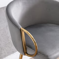 26 Inch Set Of 2 Bar Stools,With Chrome Footrest And Base Velvet Golden Leg Simple Bar Stool,Gray Gray Foam Fabric