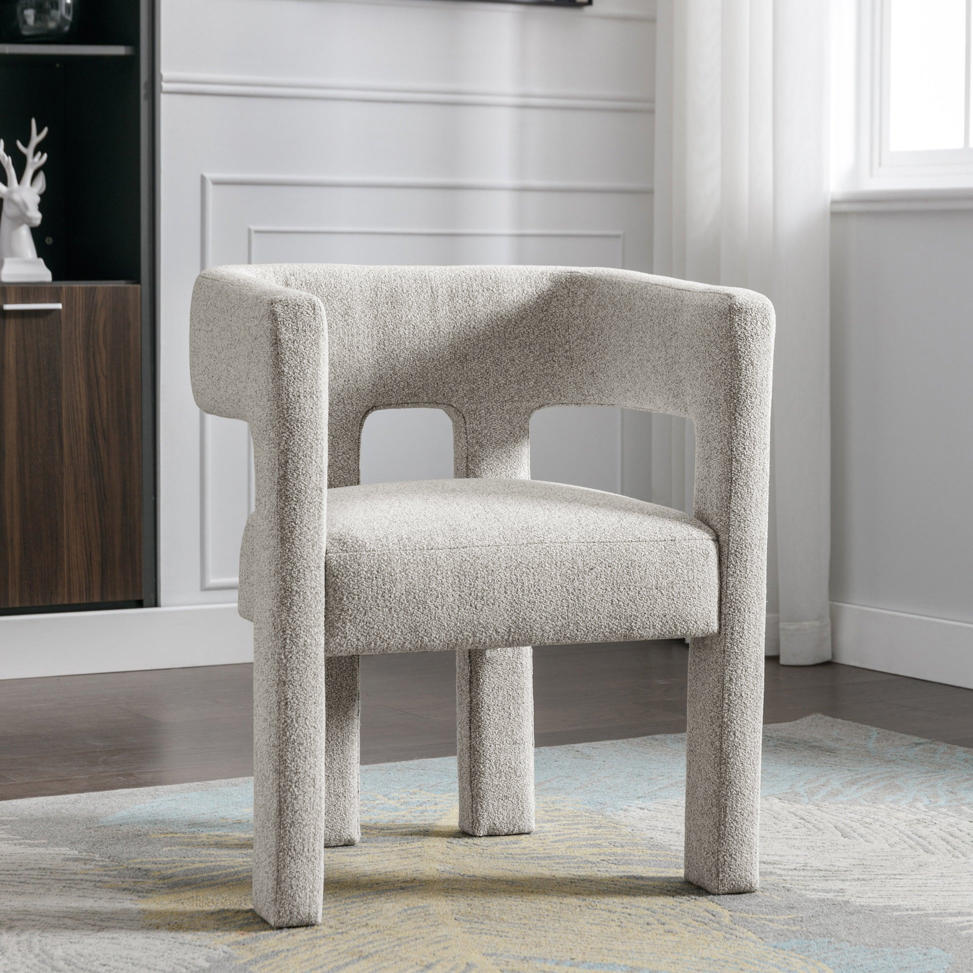 Contemporary Designed Fabric Upholstered Accent Chair Dining Chair For Living Room, Bedroom, Dining Room, Gray Gray Linen