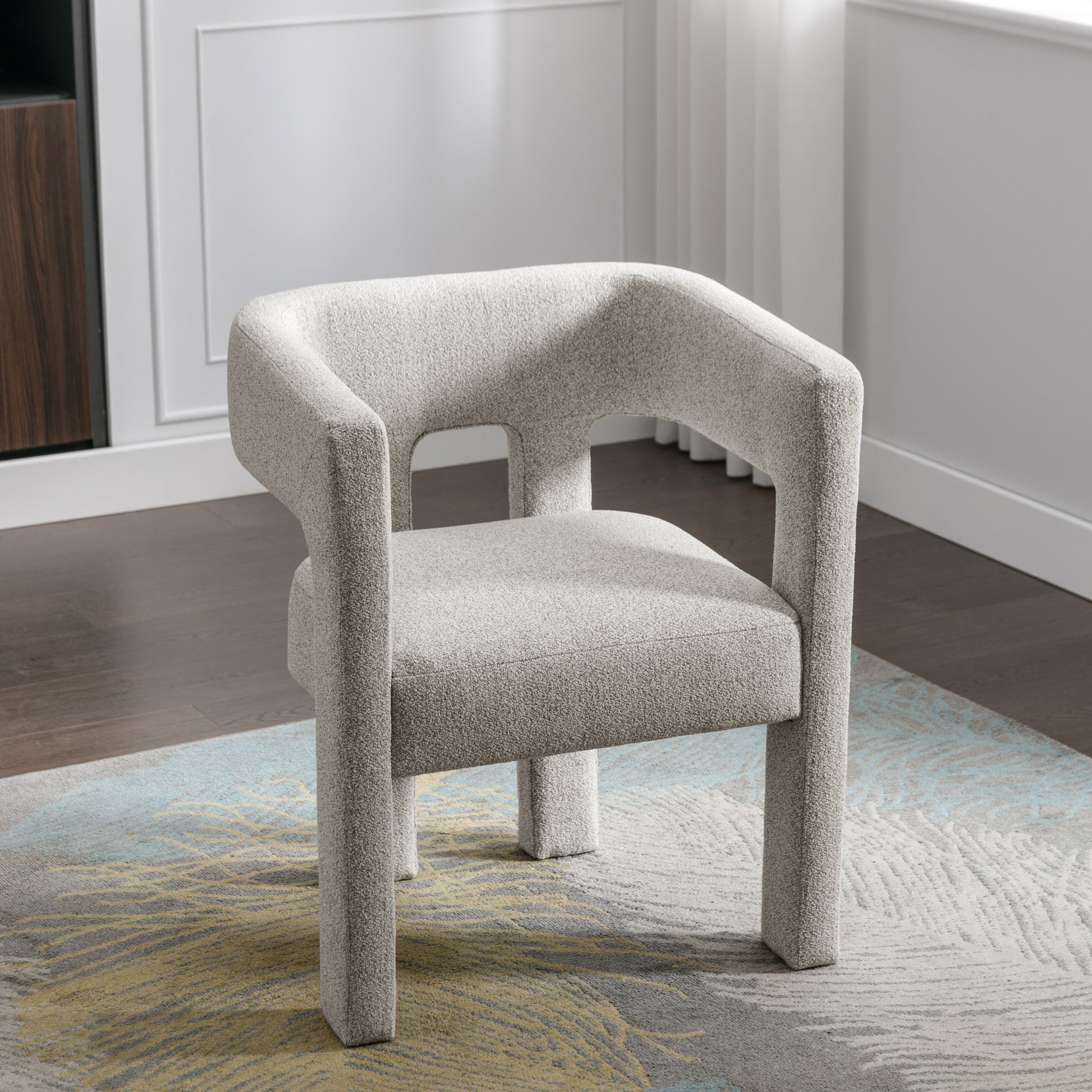 Contemporary Designed Fabric Upholstered Accent Chair Dining Chair For Living Room, Bedroom, Dining Room, Gray Gray Linen