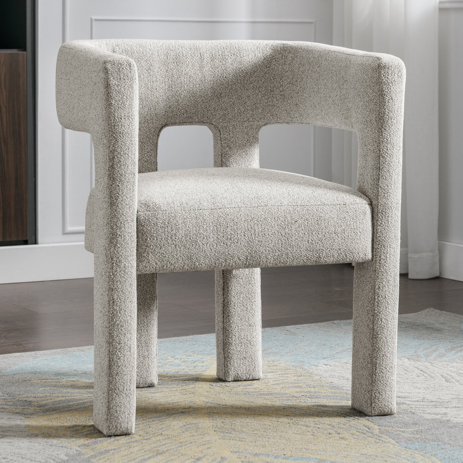 Contemporary Designed Fabric Upholstered Accent Chair Dining Chair For Living Room, Bedroom, Dining Room, Gray Gray Linen