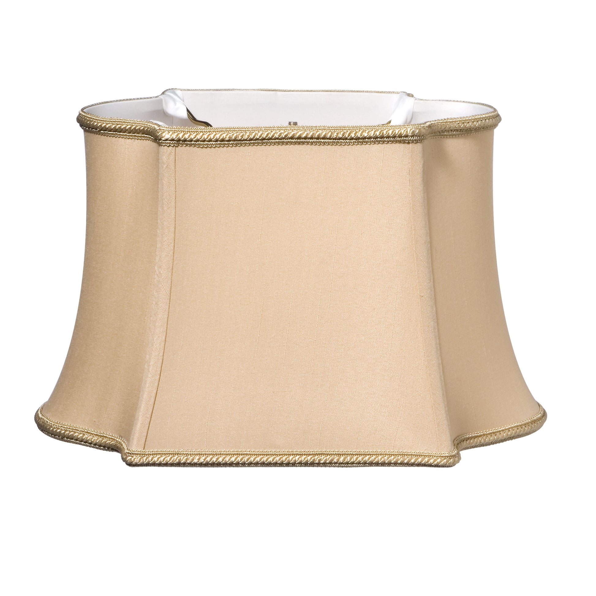 Fancy Oblong Softback Lampshade With Washer Fitter, Vintage Gold Color Natural Fabric Lampshade For Table Lamps, 10" Top X 14" Bottom X 10" Height Gold Shantung