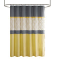 Embroidered And Pieced Shower Curtain Yellow Grey Microfiber