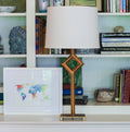 Slant Retro Drum Hardback Lampshade With Washer Fitter, White White Linen
