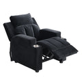 Kids Recliner Chair, Kids Upholstered Couch With Two Cup Holder, Footrest, Backrest, Toddlers Velvet Recliner With Headrest And Footrest Black Velvet