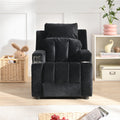 Kids Recliner Chair, Kids Upholstered Couch With Two Cup Holder, Footrest, Backrest, Toddlers Velvet Recliner With Headrest And Footrest Black Velvet