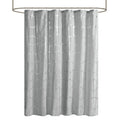 Printed Metallic Shower Curtain Grey Silver Microfiber