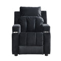 Kids Recliner Chair, Kids Upholstered Couch With Two Cup Holder, Footrest, Backrest, Toddlers Velvet Recliner With Headrest And Footrest Black Velvet