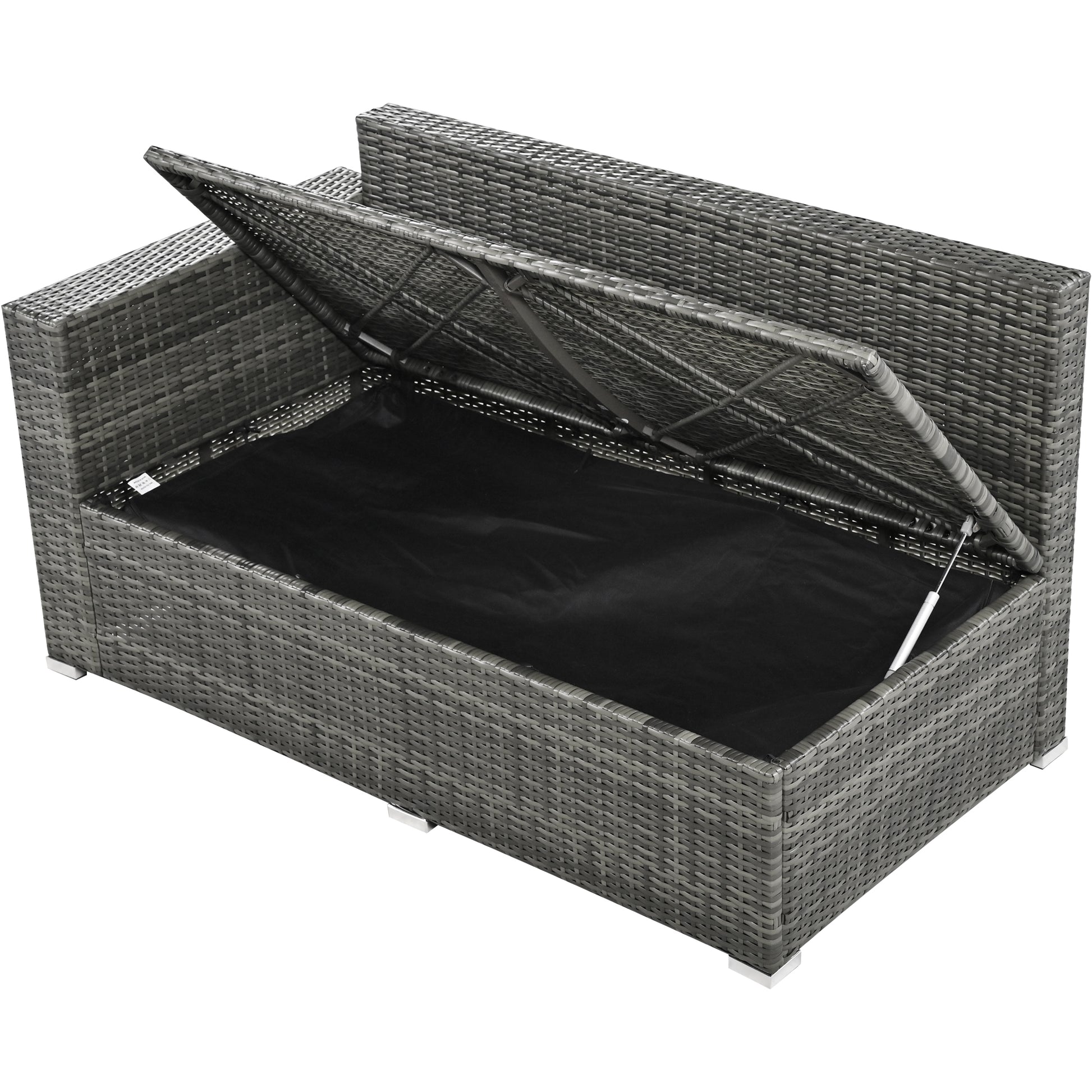 Outdoor 6 Piece All Weather Pe Rattan Sofa Set, Garden Patio Wicker Sectional Furniture Set With Adjustable Seat, Storage Box, Removable Covers And Tempered Glass Top Table,Grey Yes Complete Patio