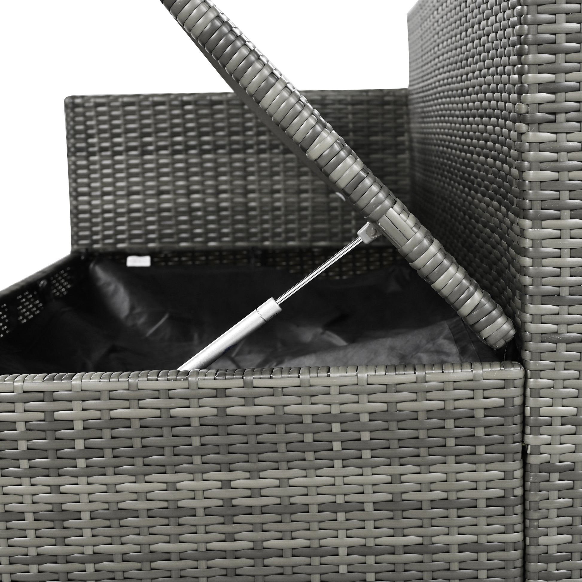 Outdoor 6 Piece All Weather Pe Rattan Sofa Set, Garden Patio Wicker Sectional Furniture Set With Adjustable Seat, Storage Box, Removable Covers And Tempered Glass Top Table,Grey Yes Complete Patio
