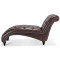 Tufted Armless Chaise Lounge Dark Brown Pu Pu