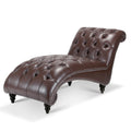 Tufted Armless Chaise Lounge Dark Brown Pu Pu