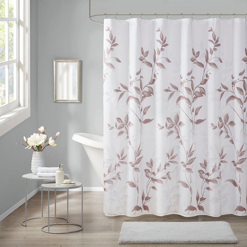 Burnout Printed Shower Curtain Mauve 72X72" Multicolor Polyester