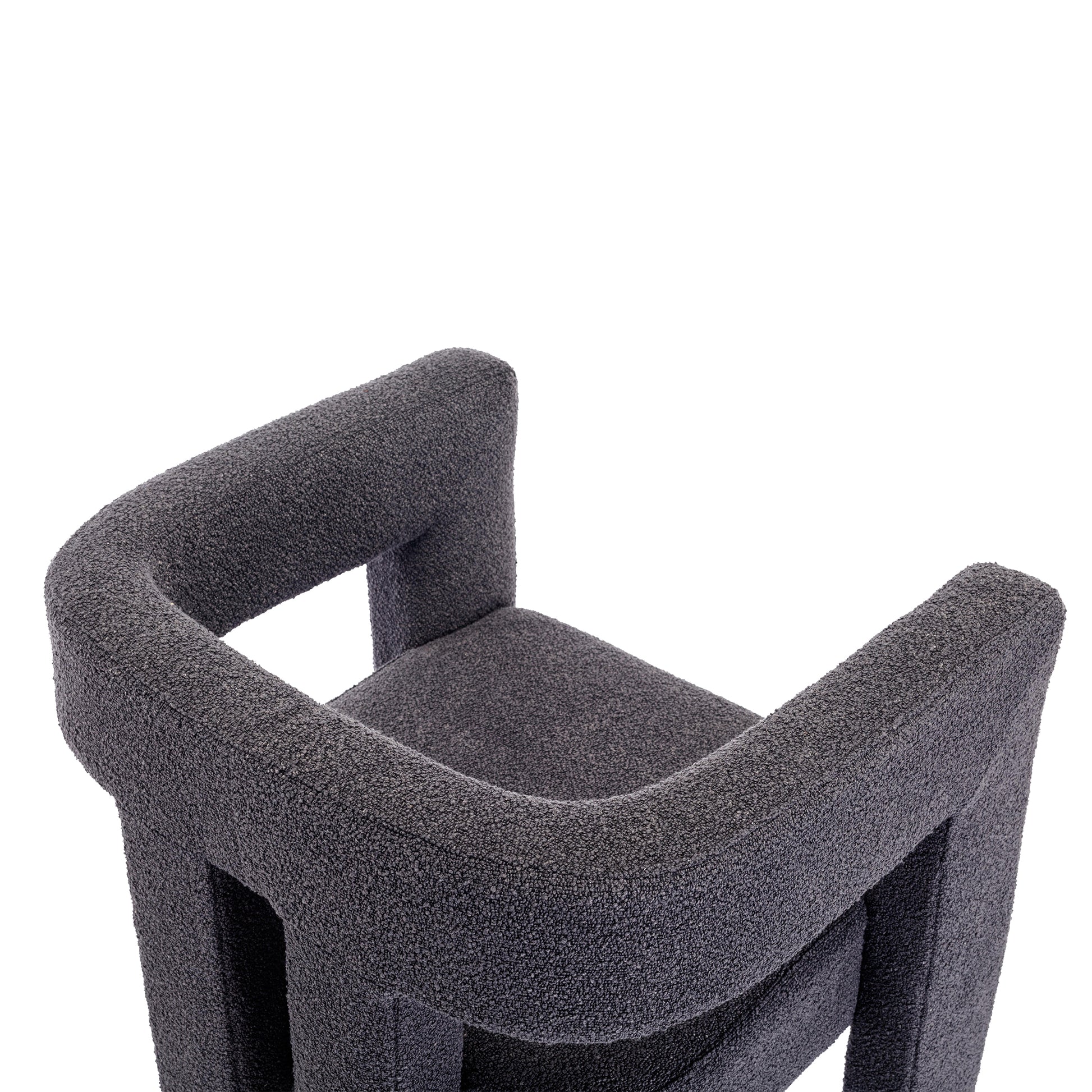 Coolmore Contemporary Designed Fabric Upholstered Accent Dining Chair Barrel Side Chairs Kitchen Armchair For Living Room 2Pc Set Carbon Black Boucle