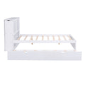 Full Size Storage Platform Bed With Pull Out Shelves And Twin Size Trundle, White White Solid Wood Mdf