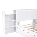Full Size Storage Platform Bed With Pull Out Shelves And Twin Size Trundle, White White Solid Wood Mdf