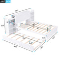 Full Size Storage Platform Bed With Pull Out Shelves And Twin Size Trundle, White White Solid Wood Mdf