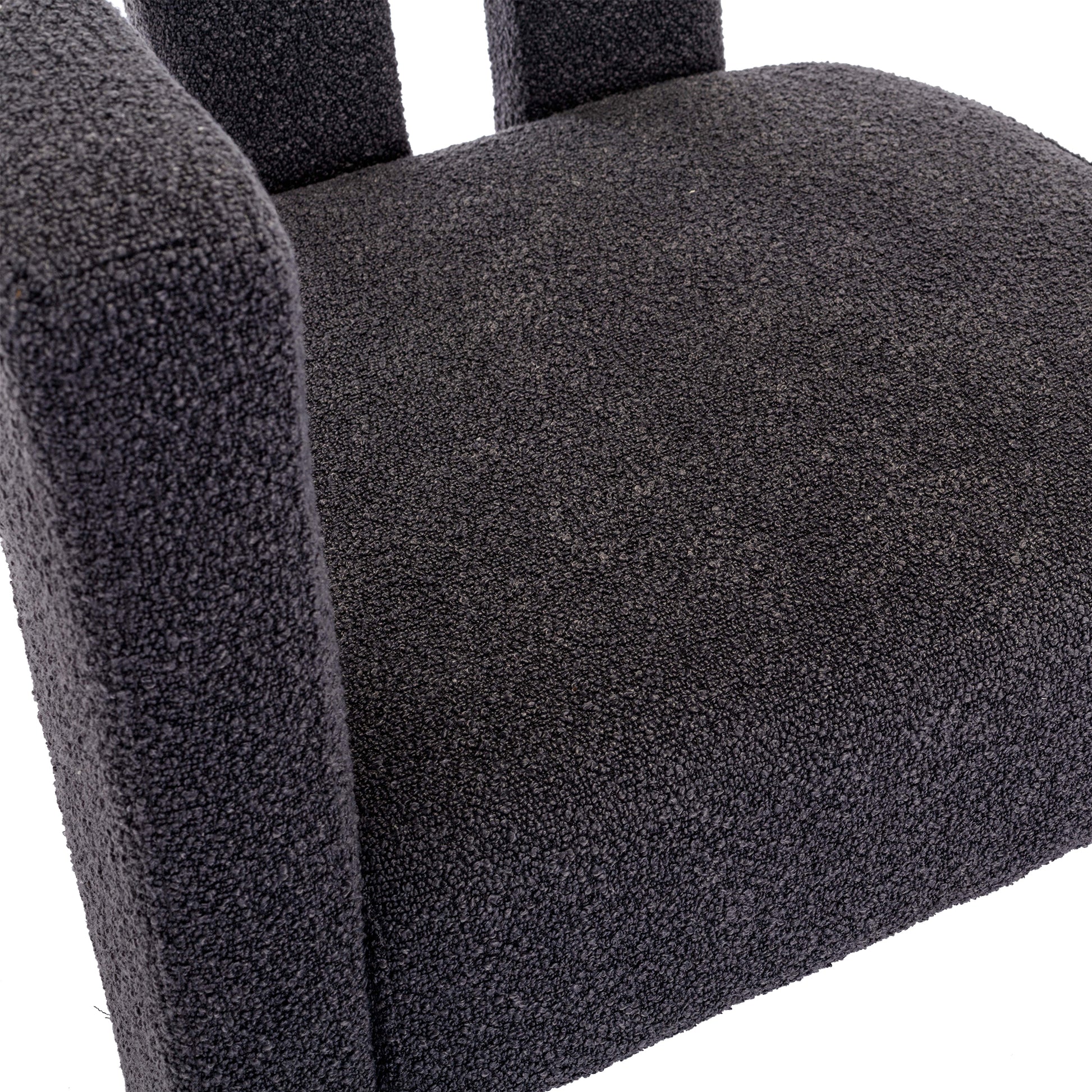 Coolmore Contemporary Designed Fabric Upholstered Accent Dining Chair Barrel Side Chairs Kitchen Armchair For Living Room 2Pc Set Carbon Black Boucle