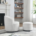 Video Welike Swivel Barrel Chair, Living Room Swivel Chair With Round Storage Chair, 360 Swivel Club Chair, Nursery, Bedroom, Office, Hotel With Upholstered Modern Armchair, Teddy Fabric White Teddy Foam Fabric