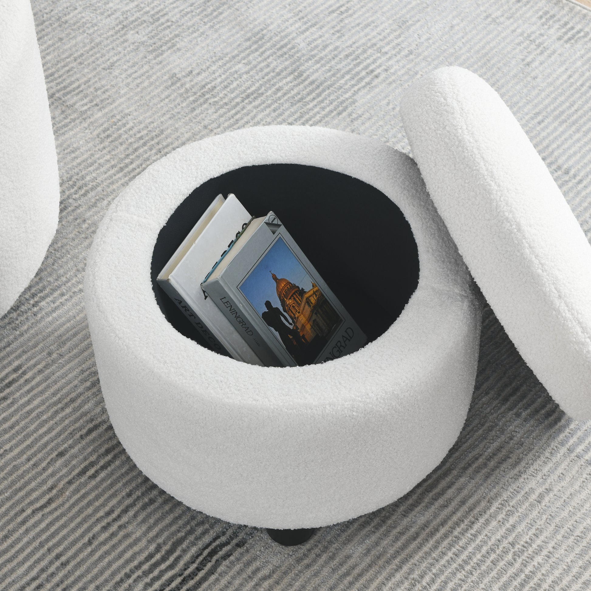 Video Welike Swivel Barrel Chair, Living Room Swivel Chair With Round Storage Chair, 360 Swivel Club Chair, Nursery, Bedroom, Office, Hotel With Upholstered Modern Armchair, Teddy Fabric White Teddy Foam Fabric