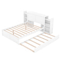Full Size Storage Platform Bed With Pull Out Shelves And Twin Size Trundle, White White Solid Wood Mdf