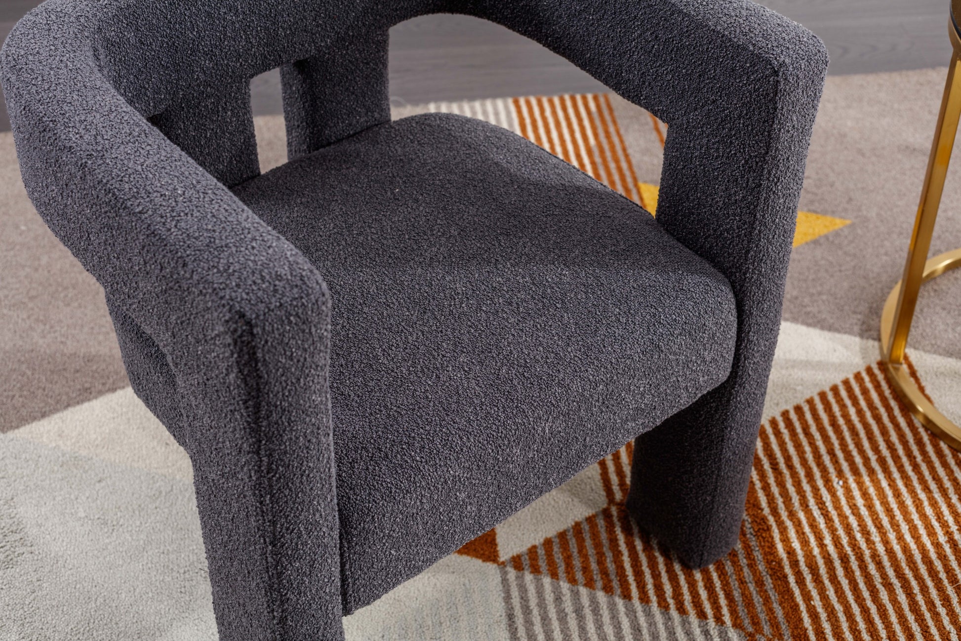 Coolmore Contemporary Designed Fabric Upholstered Accent Dining Chair Barrel Side Chairs Kitchen Armchair For Living Room 2Pc Set Carbon Black Boucle