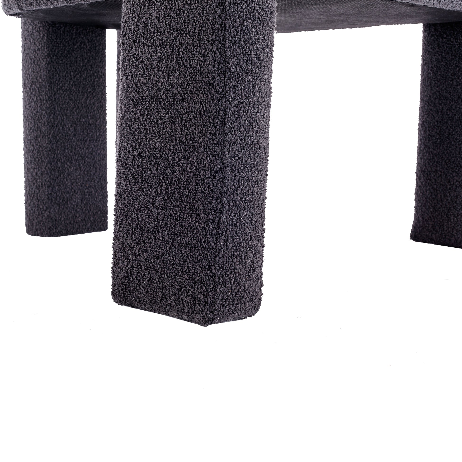 Coolmore Contemporary Designed Fabric Upholstered Accent Dining Chair Barrel Side Chairs Kitchen Armchair For Living Room 2Pc Set Carbon Black Boucle