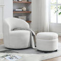 Video Welike Swivel Barrel Chair, Living Room Swivel Chair With Round Storage Chair, 360 Swivel Club Chair, Nursery, Bedroom, Office, Hotel With Upholstered Modern Armchair, Teddy Fabric White Teddy Foam Fabric