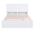 Full Size Storage Platform Bed With Pull Out Shelves And Twin Size Trundle, White White Solid Wood Mdf